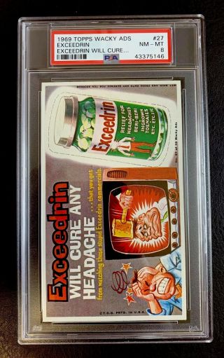1969 Topps Wacky Packages Wacky Ads Series Exceedrin 27 Psa 8 Nm