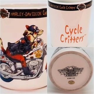 Harley Davidson White Cycle Critters Coffee Mug 4”tall Official Licensed Product
