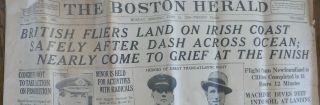 Vtg First Transatlantic Flight 6 - 15 Brown Alcock Boston Newspaper June 16 1919