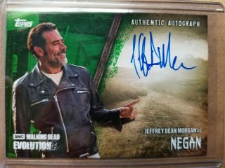 Negan Jeffrey Dean Morgan Walking Dead Evolution Green Autograph 13/25 Signed