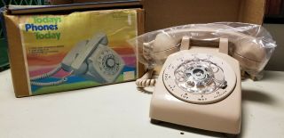 Vintage Nos 1978 Stromberg - Carlson Rotary Phone Beige Sc 500 D 500d W/ Diagram