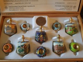 5 Artistic Dreidel Collectibles With Commemorative Medal Judaica Ltd Ed 739/888