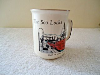 Vintage The Soo Locks Sault Ste.  Marie,  Michigan Multi Color Speckled Cup / Mug