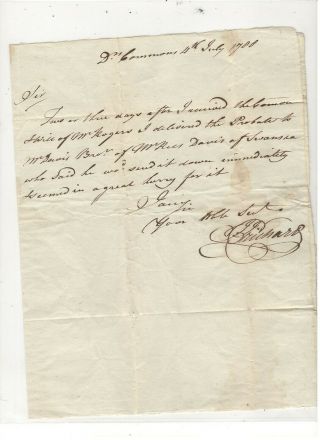 1788 STAMPLESS FOLDED LETTER,  TO MONM0UTHSHIRE,  UK,  REF: PROBATE 2