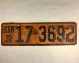1932 Kansas License Plate 17 - 3692