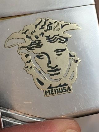 1934 - 35 OUTSIDE HINGE Zippo Lighter With Attached MEDUSA Metallique 5