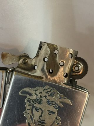 1934 - 35 OUTSIDE HINGE Zippo Lighter With Attached MEDUSA Metallique 7