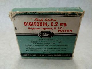 Vintage Abbott Laboratories Medicine Bottles Ampoules Box Digitoxin