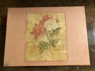 Antique Damask Rose Stationary Box Paper Cards Envelopes Note Pad Lift Out Tray