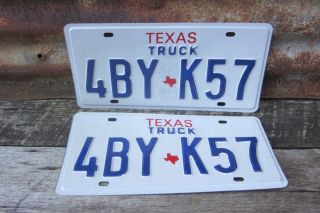 Vintage Matched Set Of Texas License Plates Truck 1980s 1990s Era Old Tx Plates