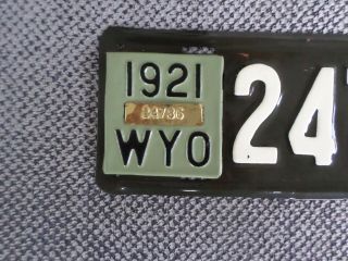 Hard To Find 1920,  1921 Wyoming License Plate Decent Repaint,  With Matching Tab