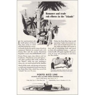 1946 Porto Rico Line: Romance And Trade Rub Elbows Vintage Print Ad