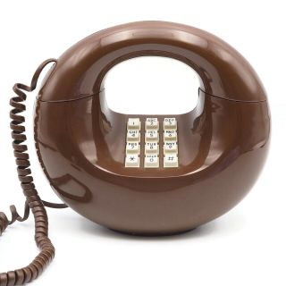 1970 ' s Vintage Brown Donut Western Electric Push Button Touch Tone Phone 2