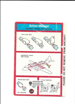 British Midland Viscount Safety Card