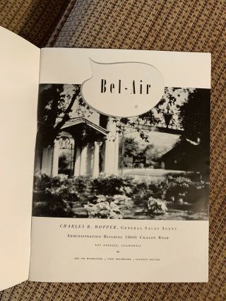 1930s Bel - Air Los Angeles Real Estate Sales Brochure