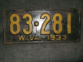 Antique West Virginia 1933 License Plate