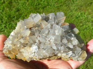 , VERY RARE CLEAR - PHANTOM CHISEL TIP BARITE CRYSTAL CLUSTER,  GERMANY 2