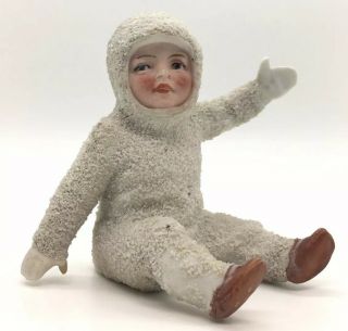 Antique German Bisque Porcelain Snow Baby Figurine 9166 9916 Germany Christmas