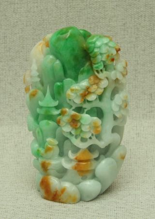 Cert ' d Untreated 2color Nature A jadeite Jade Statue Sculpture landscape q07614Q 2