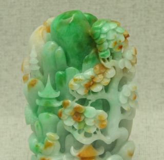 Cert ' d Untreated 2color Nature A jadeite Jade Statue Sculpture landscape q07614Q 3