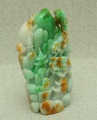 Cert ' d Untreated 2color Nature A jadeite Jade Statue Sculpture landscape q07614Q 5