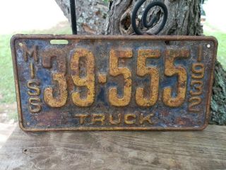 Vintage Rustic 1932 Mississippi Truck License Plate 39▪555