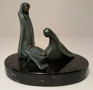 Todd Weber (nambe) Bronze/brass Nativity Sculpture,  Marble Base,  Luther Seminary