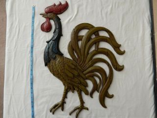 Vintage Cast Metal Sexton Rooster Wall Art 1967 Large Around 18 " X 26 "