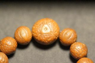 Antique 11mm Phoenix Eye Bodhi Bead Small Hand Held Mala 26,  1 8