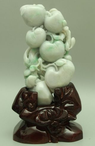 Certified Green Natural A Jade Jadeite Statue Sculpture Apple 苹果 Q0468h