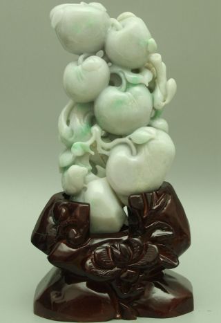Certified Green Natural A Jade jadeite Statue Sculpture Apple 苹果 q0468H 3