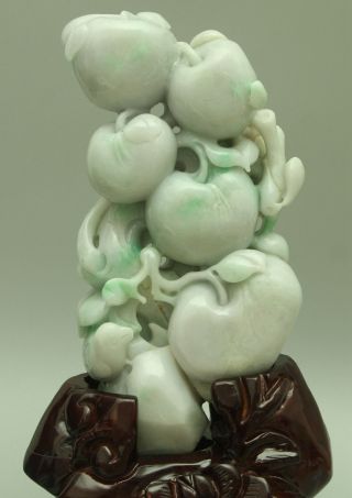 Certified Green Natural A Jade jadeite Statue Sculpture Apple 苹果 q0468H 4