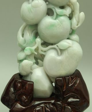 Certified Green Natural A Jade jadeite Statue Sculpture Apple 苹果 q0468H 7
