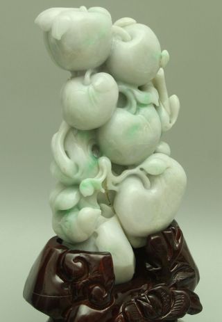 Certified Green Natural A Jade jadeite Statue Sculpture Apple 苹果 q0468H 9
