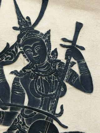 Thai Temple Rubbing Black On Rice Paper,  (2) Two Musicians Playing Angkor Wat 4