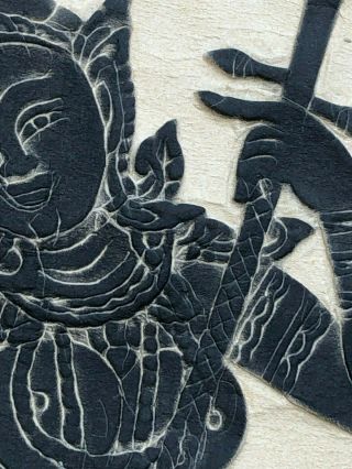 Thai Temple Rubbing Black On Rice Paper,  (2) Two Musicians Playing Angkor Wat 5