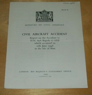 De Havilland Dh89a Rapide G - Aiui Accident Report Isle Of Man 10th June 1948