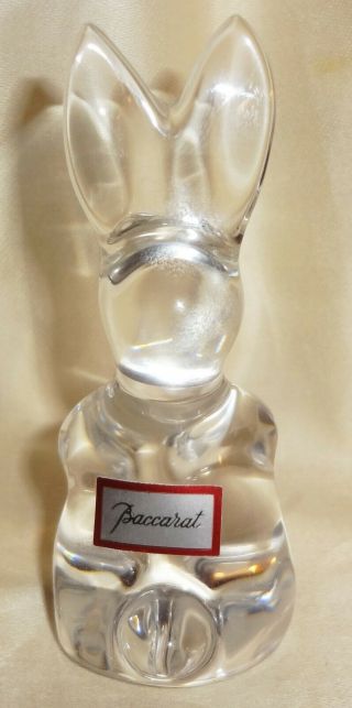 Remarkable Signed Baccarat Crystal 3 1/4 " Rabbit That Spins - Orig.  Label - Pristine