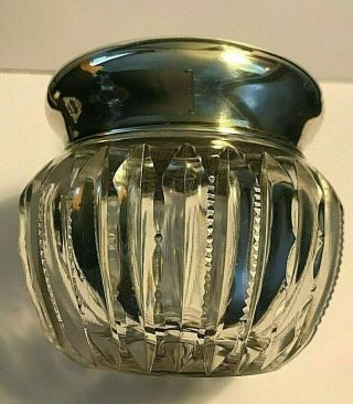 Antique Cut Crystal Glass Sterling Silver Maiden Art Nouveau Dresser Box Vanity 3