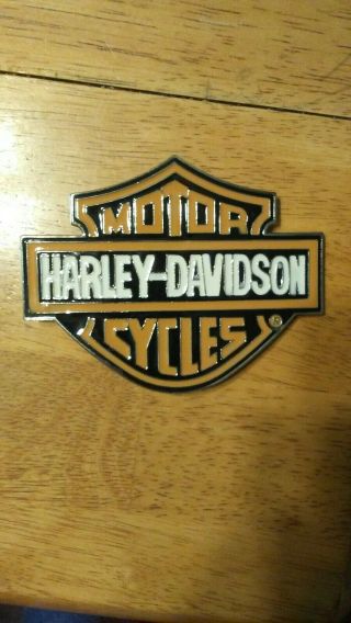 Harley Davidson Enameled Belt Buckle Orange And Black