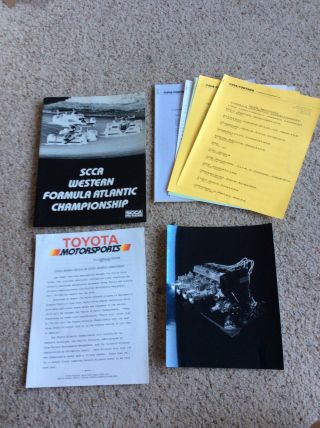 1988 Toyota Scca Western Formula Atlantic Championship Press Kit