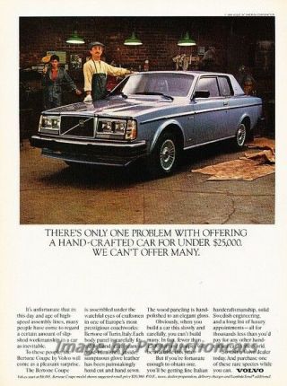 1981 Volvo 262c Bertone Coupe 262 Advertisement Print Art Car Ad J824