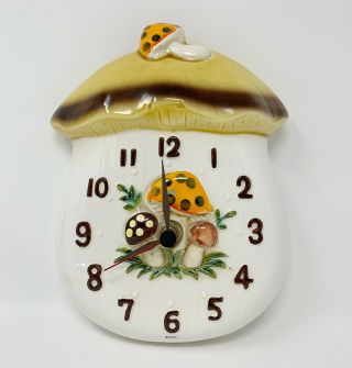 Vintage Sears Merry Mushroom Slip Cast Ceramic Clock Kitchen 1976 Japan