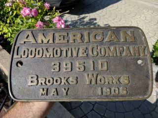 Northern Pacific Railroad 1906 Locomotive Builder Plate Brooks 2 - 6 - 2 2307