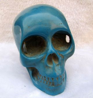 China Tibet Blue Turquoise - Skull Statue Decoration A160