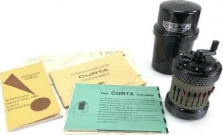Curta Type Ii Mechanical Calculator With Can,  Manuals