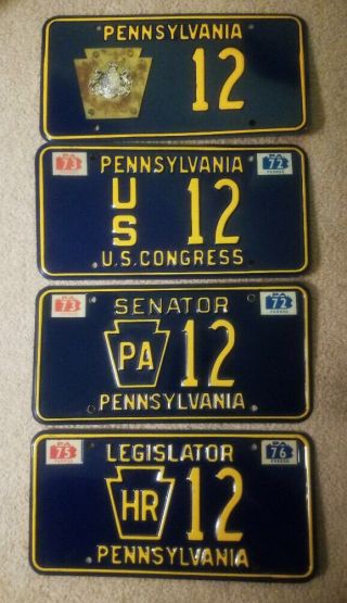 Pennsylvania Political License Plates - - Number 12 - - Scarce