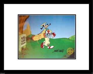 Goofy Golf Frame Hand Signed Walt Disney Sericel Cel B/g Marc Davis 1980s