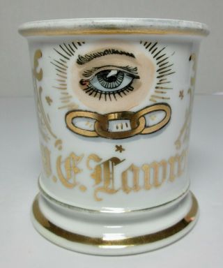Antique Odd Fellows Fraternal German Porcelain Shaving Mug
