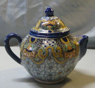 Ysauro Uriarte Puebla Mexico Talavera Pottery Small Teapot 4